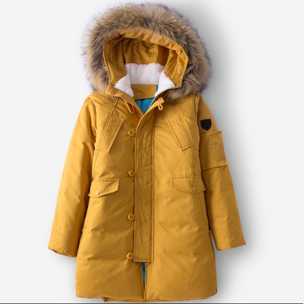 White Goose Puffer Coat in Yellow